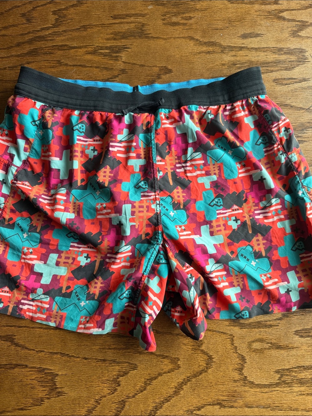 Janji Men's Athletic Shorts - Red Multi & Gray - Picture 7 of 14
